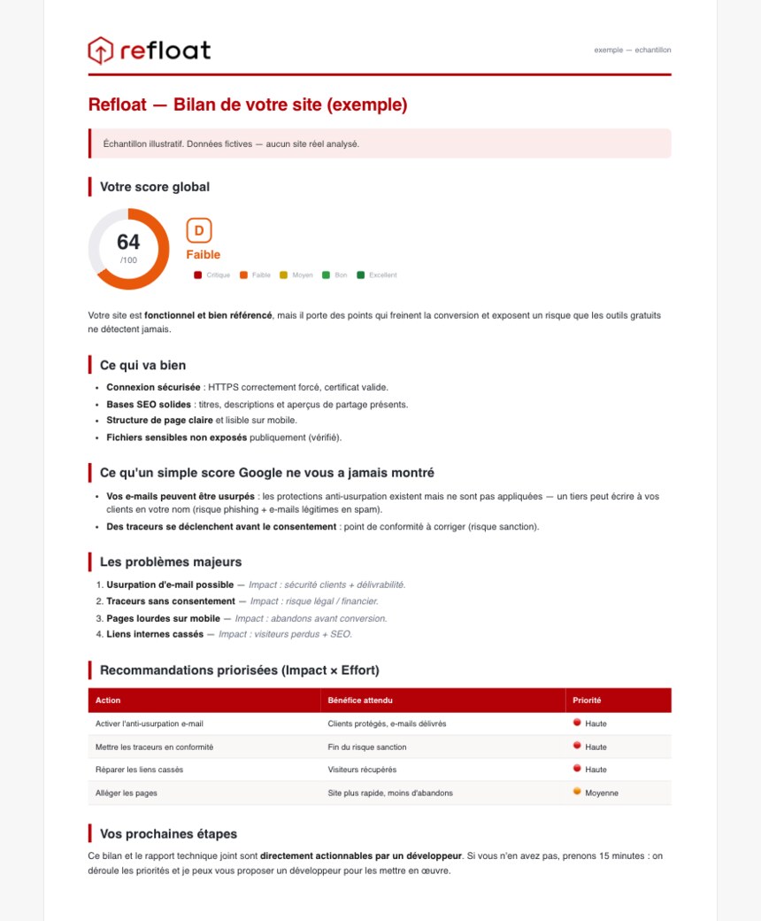 Exemple de rapport d'audit Refloat livré au client